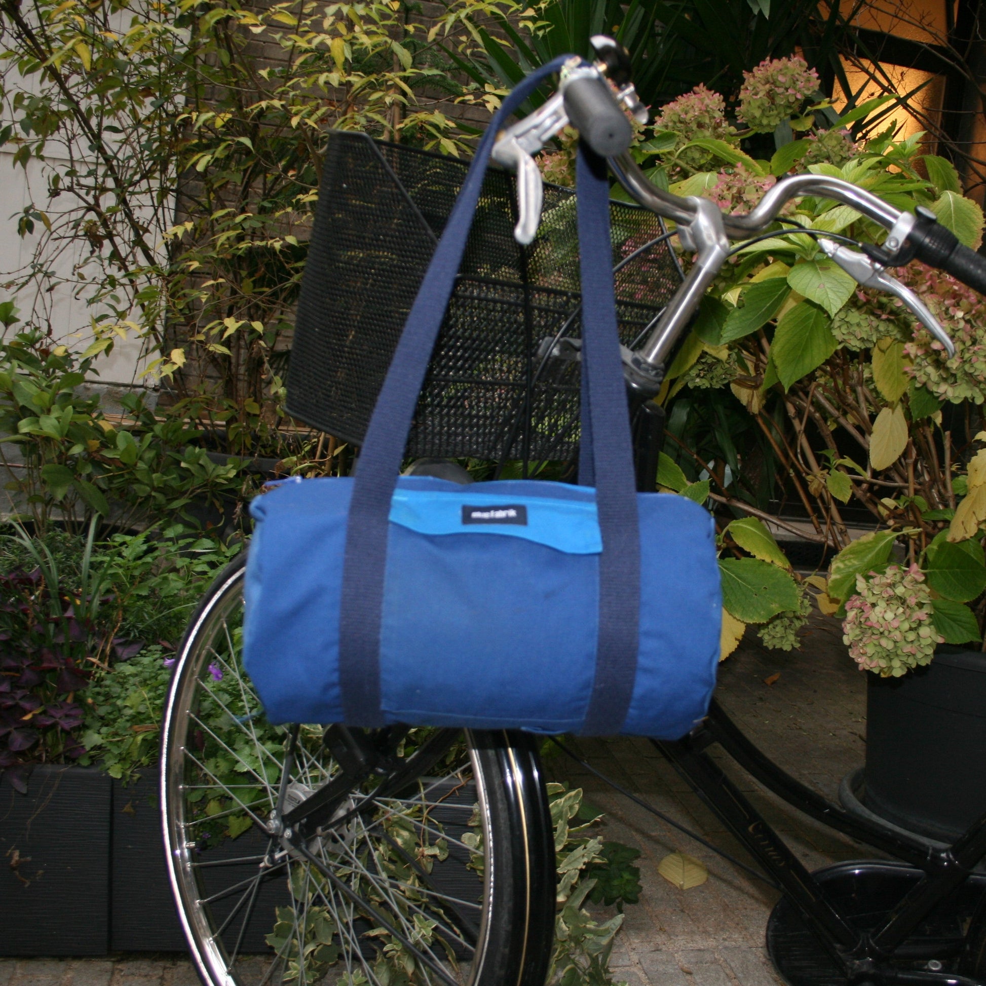 Sac Mini Bowling Bleu et Marine, doublure rayée - Blue Fabrik