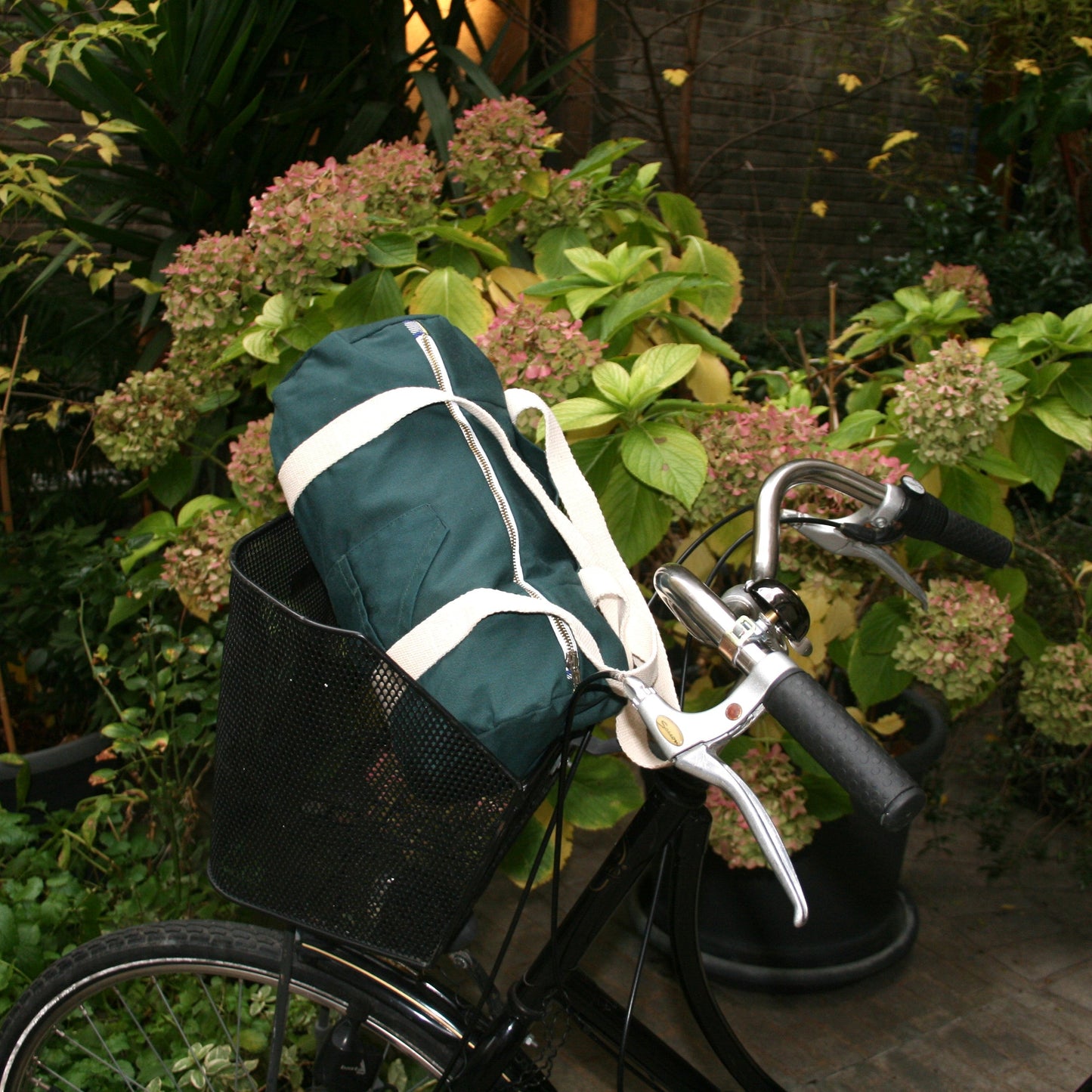 Sac Mini Bowling Vert & Ecru, doublure écossaise - Blue Fabrik