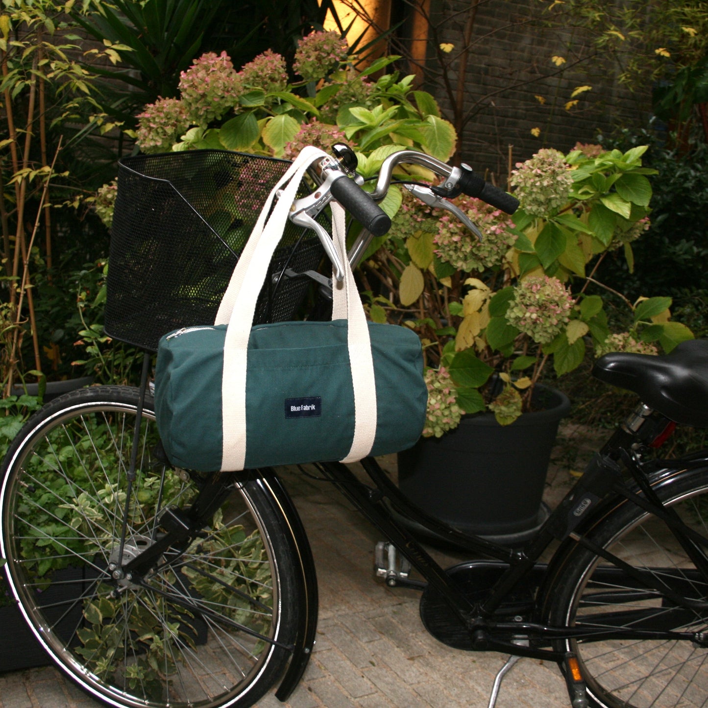 Sac Mini Bowling Vert & Ecru, doublure écossaise - Blue Fabrik